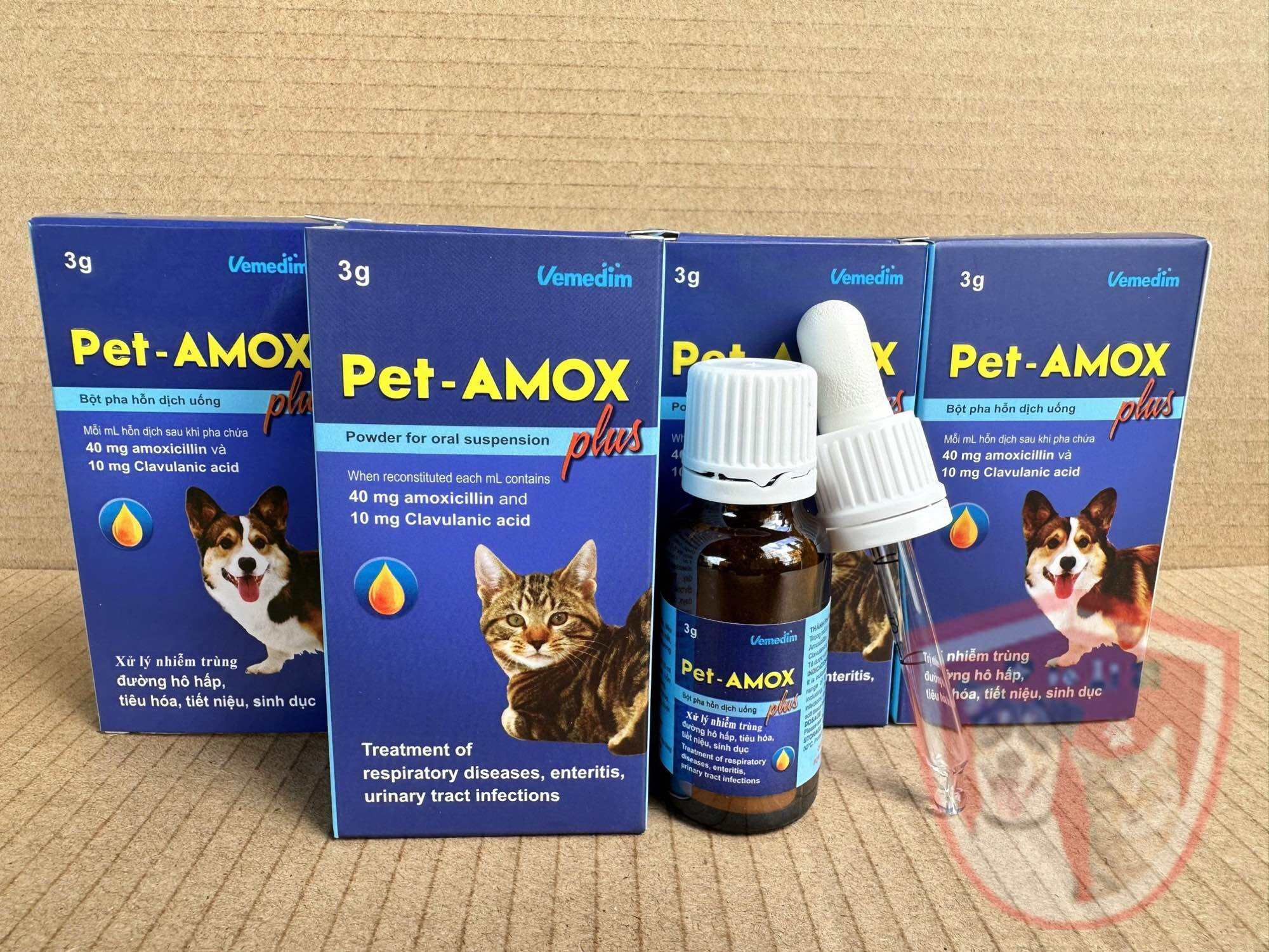 Vemedim-Pet Amox- Dung dịch uống amox giúp hết tiêu chảy nhiễm khuẩn đường tiêu hoá hô hấp giúp lành