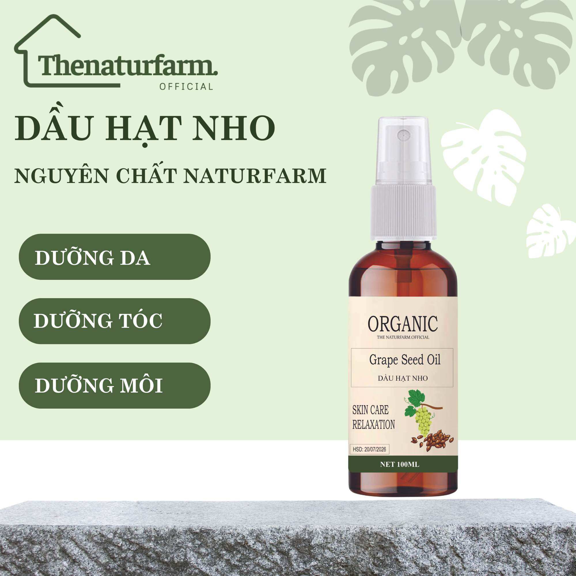Dầu hạt nho nguyên chất hữu cơ 100ML dưỡng da