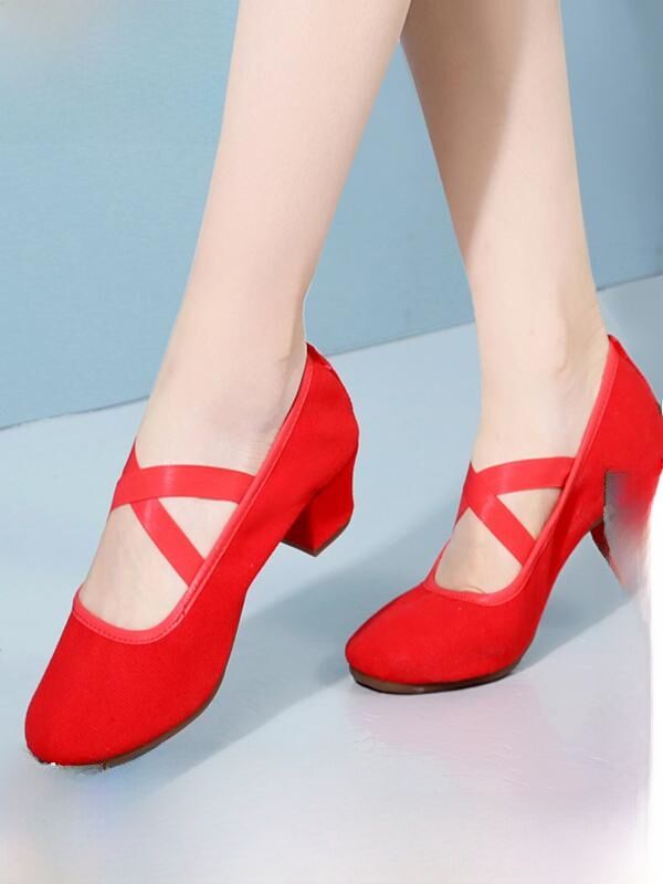 Giày Khiêu Vũ Nữ Đế Bằng Cao Su Chống Trượt Đế Mềm Khiêu Vũ Vuông Tập Luyện Giày Khiêu Vũ Sàn Gỗ