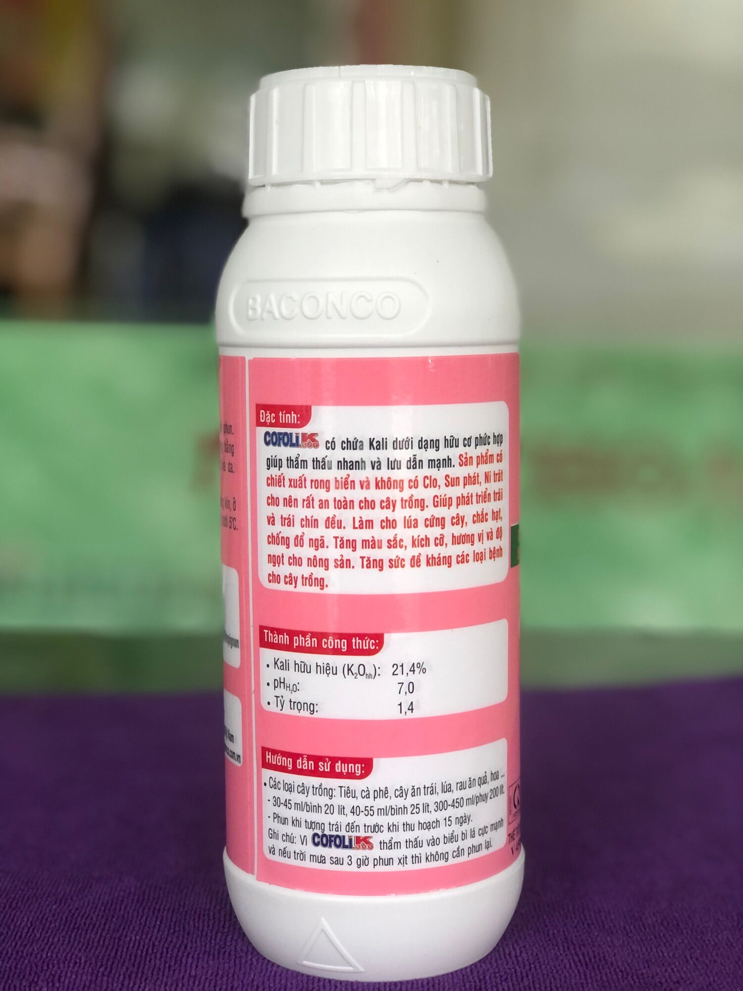 Phân bón lá Cofoli K300 | Cty Baconco | chai 450ml