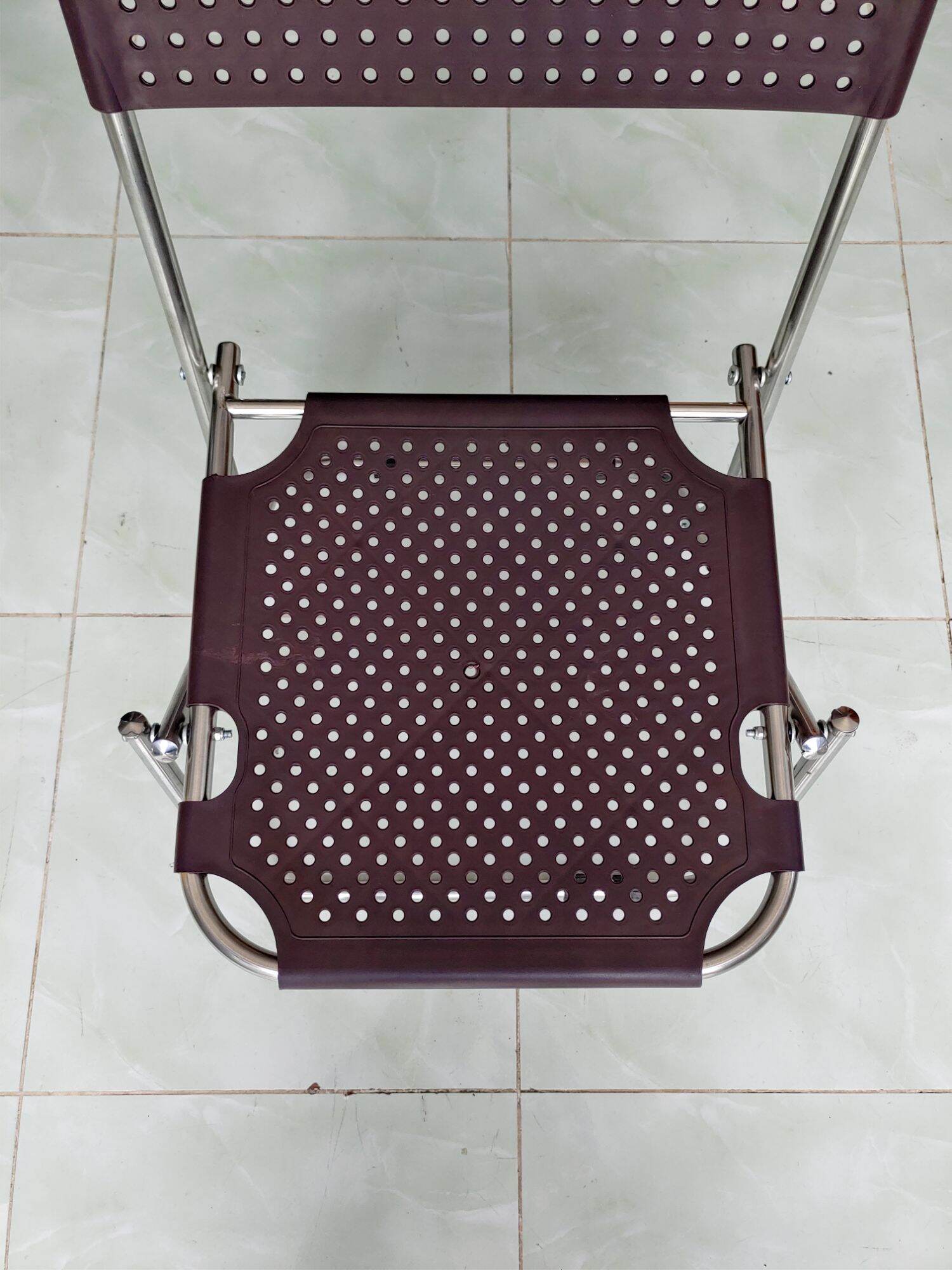 Ghế xếp Inox - nhựa đúc ( Cao 70 cm )
