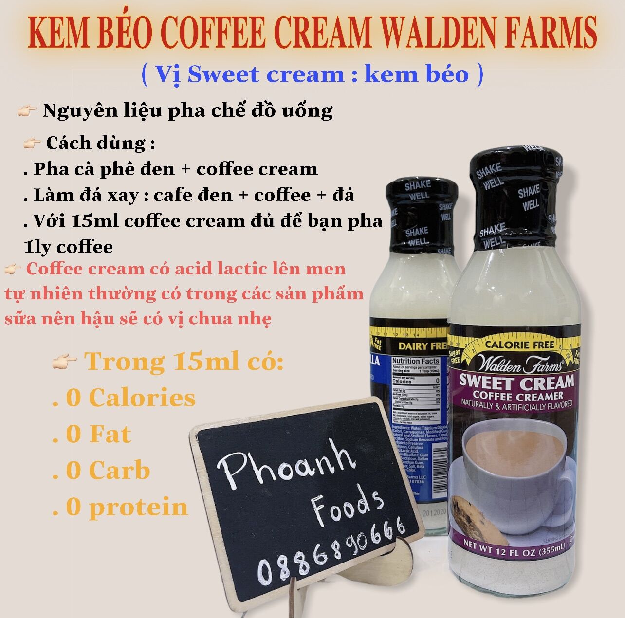 Kem béo pha coffee - coffee cream Walden Farm ( 0 calories/0 đường/0 fat) - vị kem béo