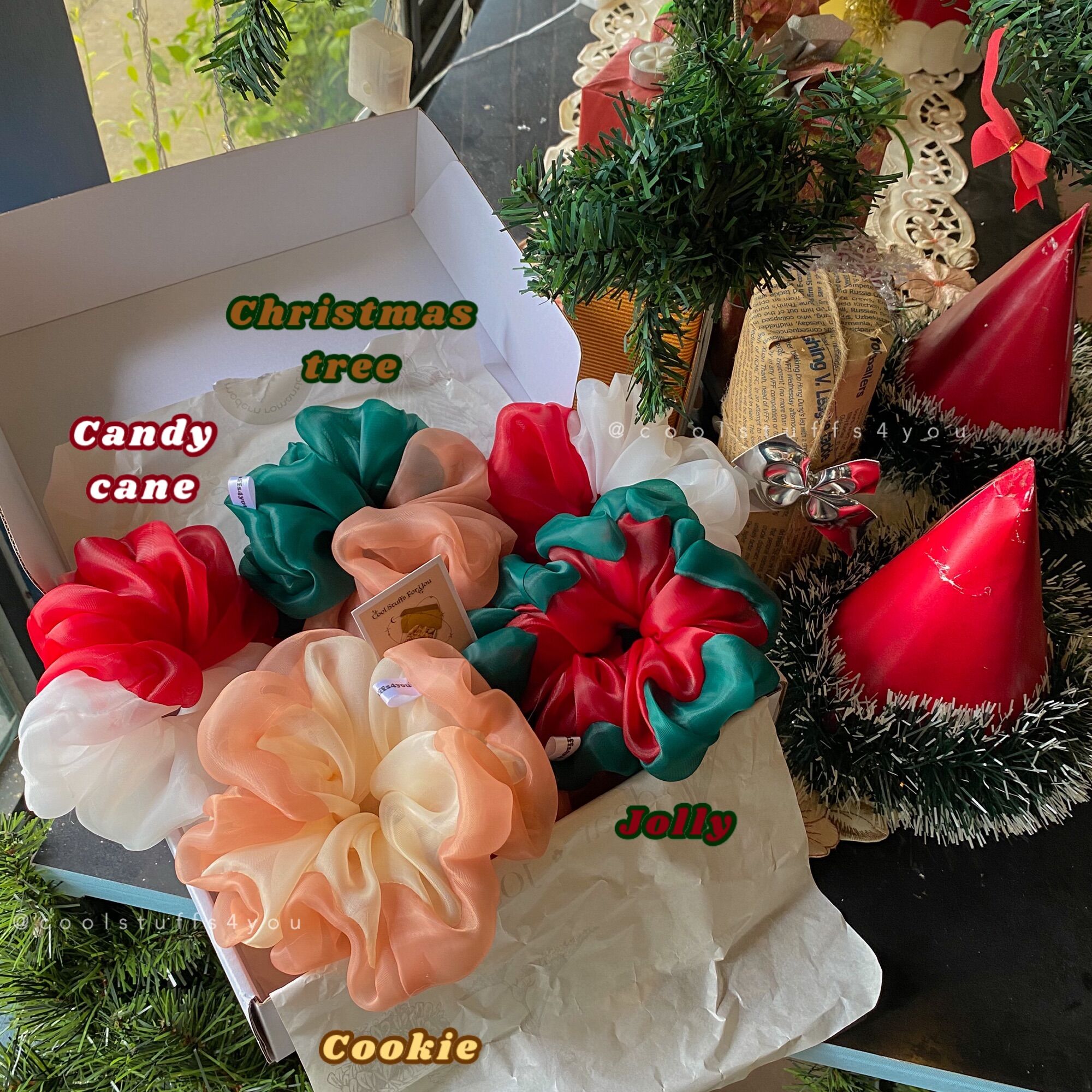 Buộc Tóc Scrunchies Bộ Sưu Tập Giáng Sinh🎄