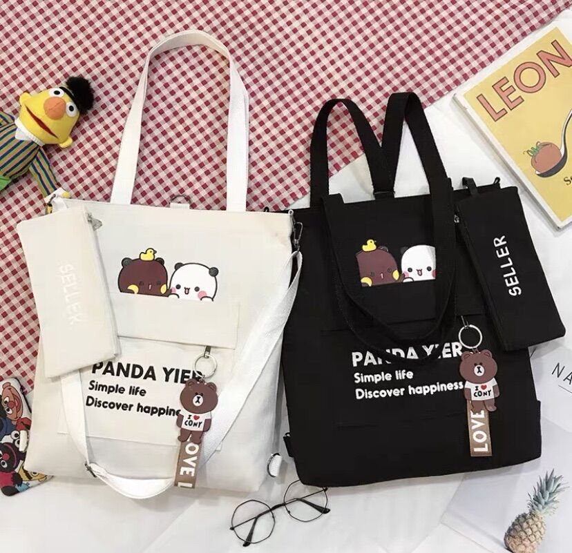 TOTE ĐEO 2 kiểu - GẤU THỎ Kèm BÓP