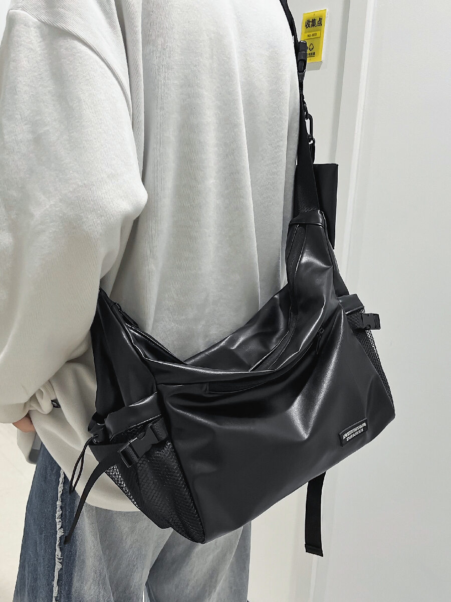 Nam Công Suất Lớn Thoải Mái Túi Đeo Chéo Pu Đường Phố Thời Trang Ba Lô Thể Thao Túi Đeo Vai Đơn Mềm Bề Mặt Khóa Kéo Đóng Cửa