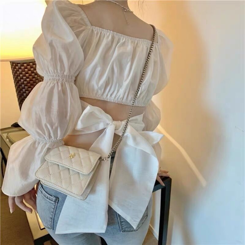 ÁO KIỂU KÈM MUD NGỰC HỞ LƯNG CỘT NƠ SAU XINH M7
