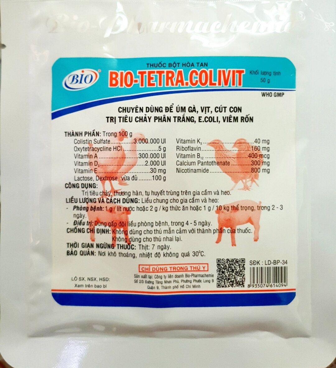 Bio Tetra Colivit - Chuyên dùng úm gà, vịt con, tiêu chảy phân trắng, viêm rốn