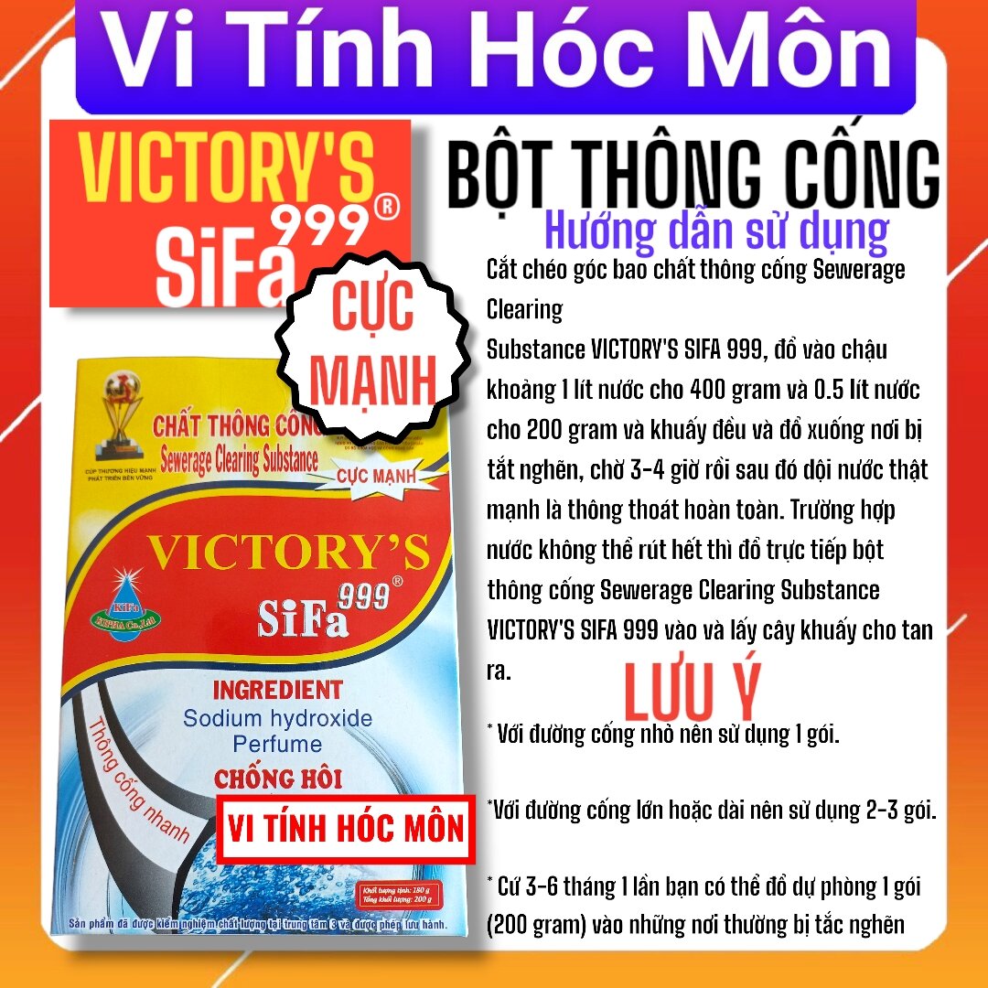 Bột thông cống victory's sifa 999, chất thông cống.