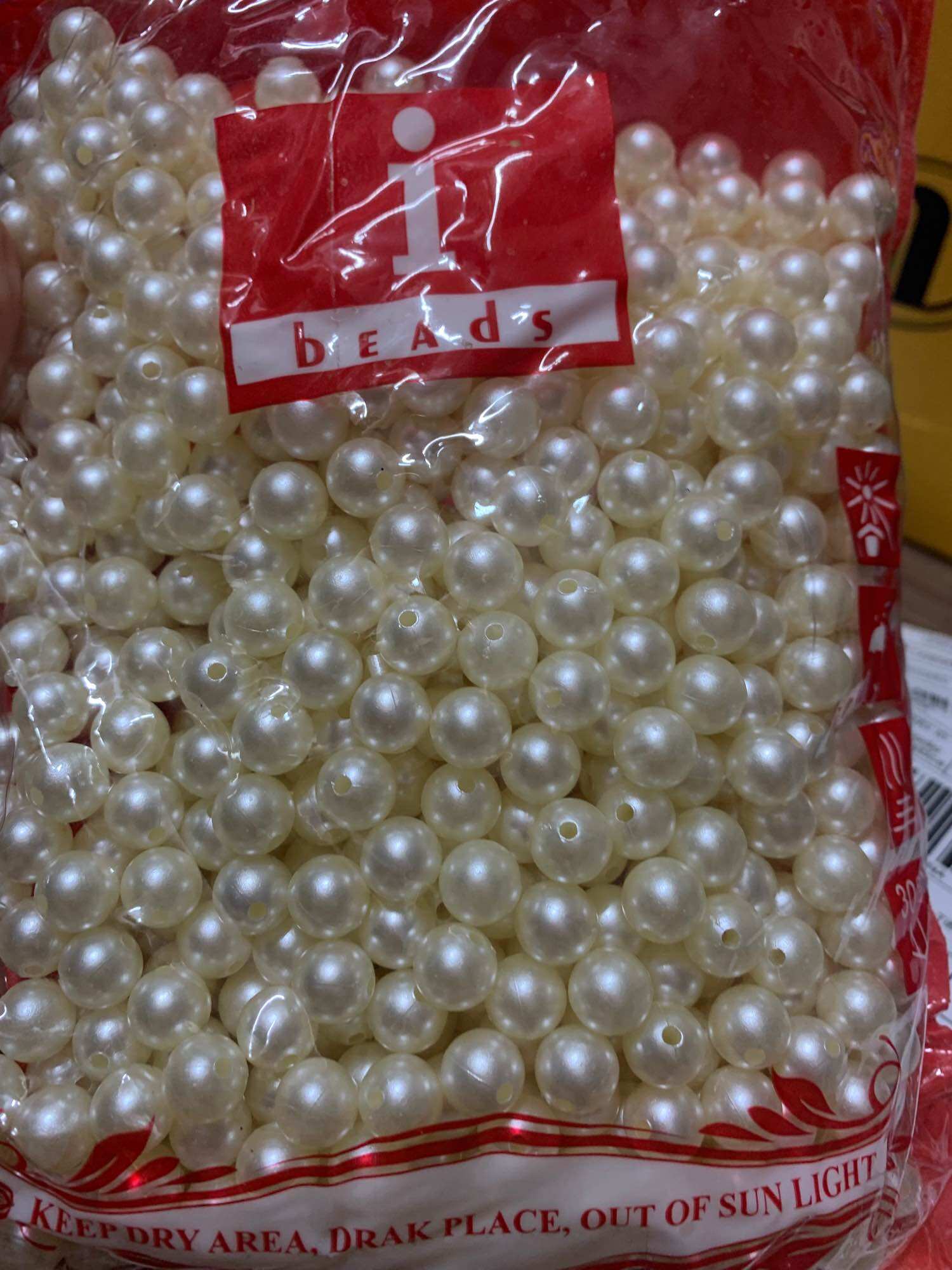 Hạt Ngọc trai nhựa, hạt cườm, bịch 100g