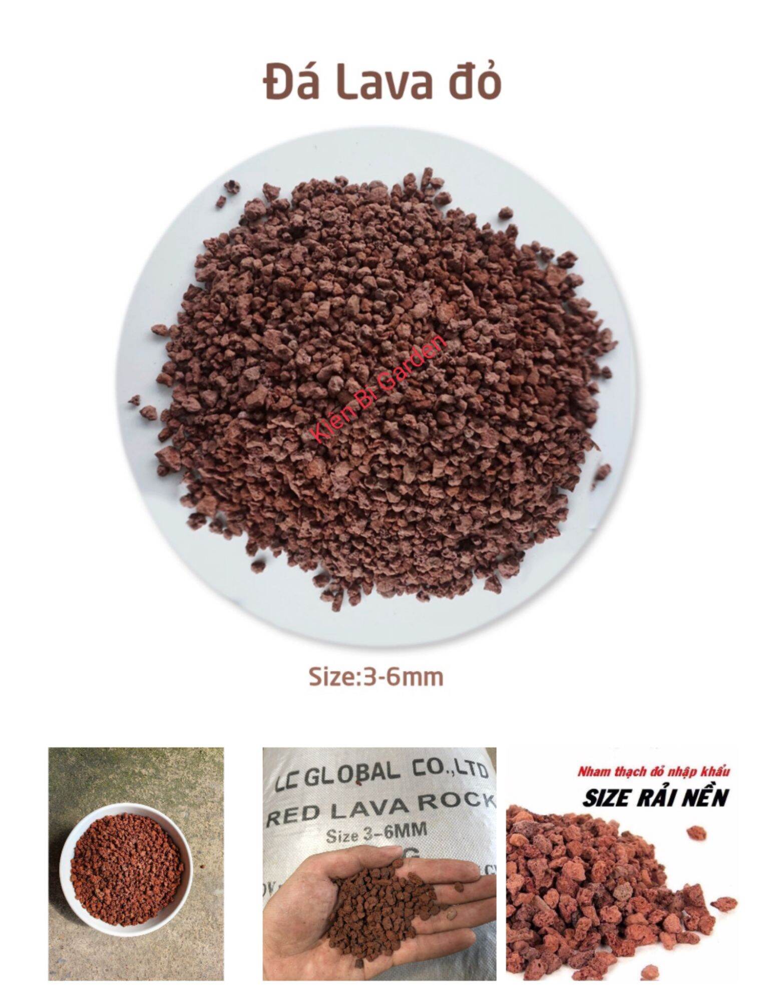 KienBiGarden Nham thạch lava đỏ 3-6 1kg sạch bụi