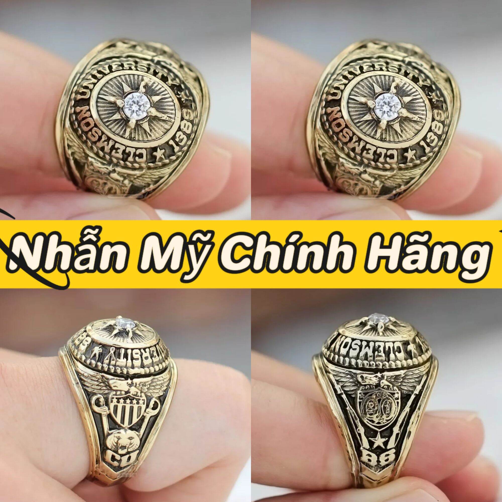 Nhẫn nam- nhẫn mỹ cổ xưa clemson university 1889