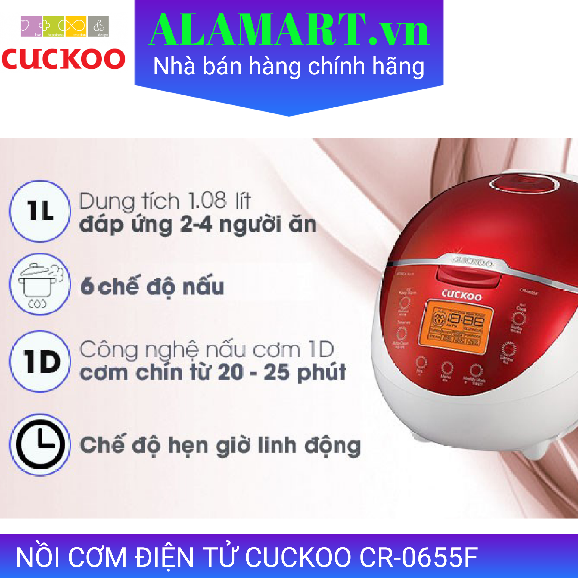 [HCM]Nồi cơm điện tử 1.08l Cuckoo CR-0655F
