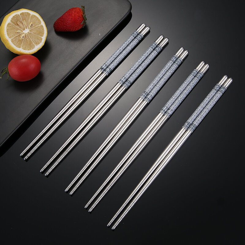 Đũa đũa inox gia dụng 5 đôi 10 đôi bộ đồ ăn nhanh gia đình cao cấp chống mốc chống trượt