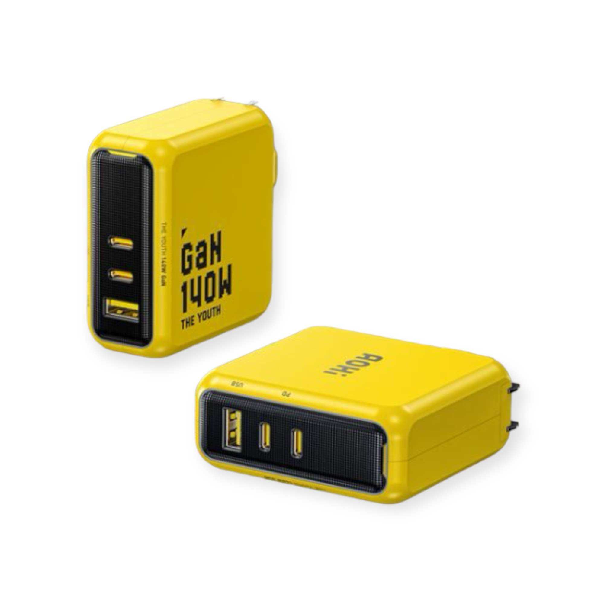 Củ sạc nhanh AOHI 140w Magcube GaN 2C1A chuẩn sạc nhanh UFCS hỗ trợ PD 3.1 chân gập nhỏ gọn - Bảo hà