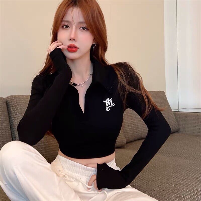 Áo tay dài cổ trụ 1 chữ xinh đẹp