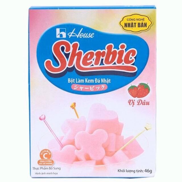Bột làm kem đá Sherbic với 3 vị Dâu, Socola, dưa lưới
