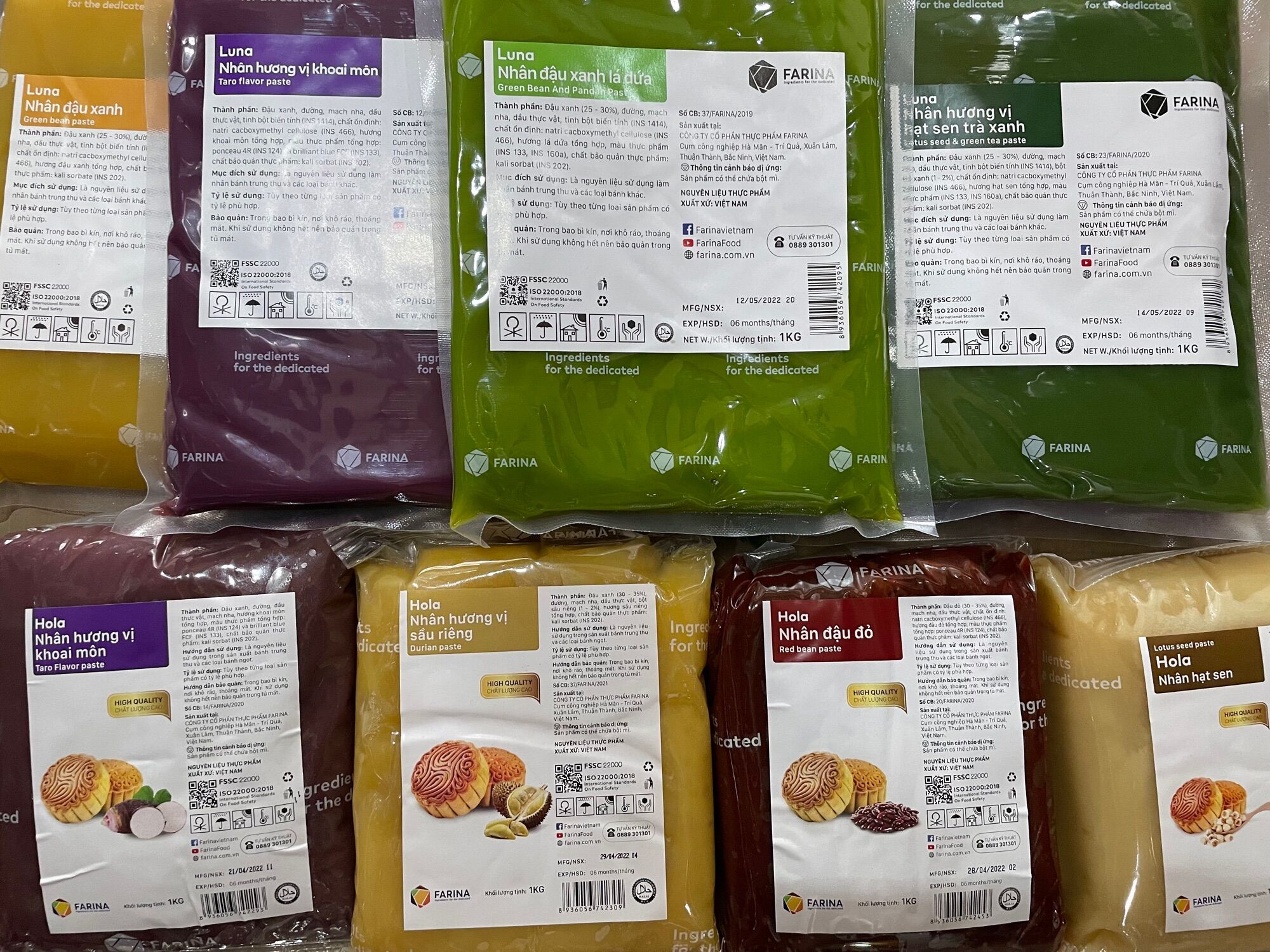 Nhân trung thu Farina tặng kèm 10 tem nhân, Nhân bánh trung thu 1kg, nhân bánh trung thu Farina cao cấp