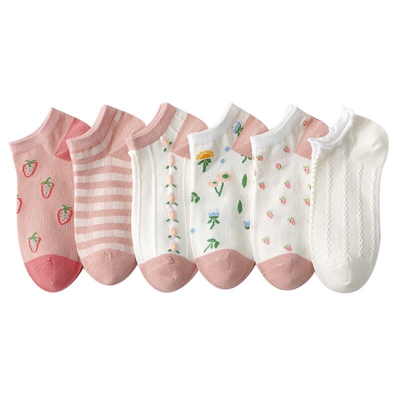 [HCM]Set 5 đôi vớ Hồng dâu xinh yêu