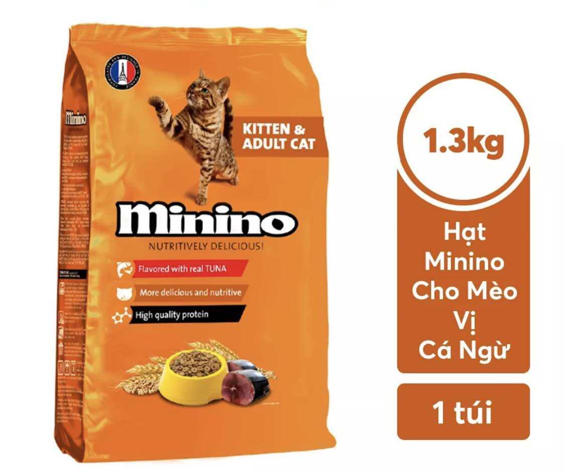 1.3kg Thức Ăn Hạt Cho Mèo Minino Tuna Vị Cá Ngừ mèo mọi lứa tuổi