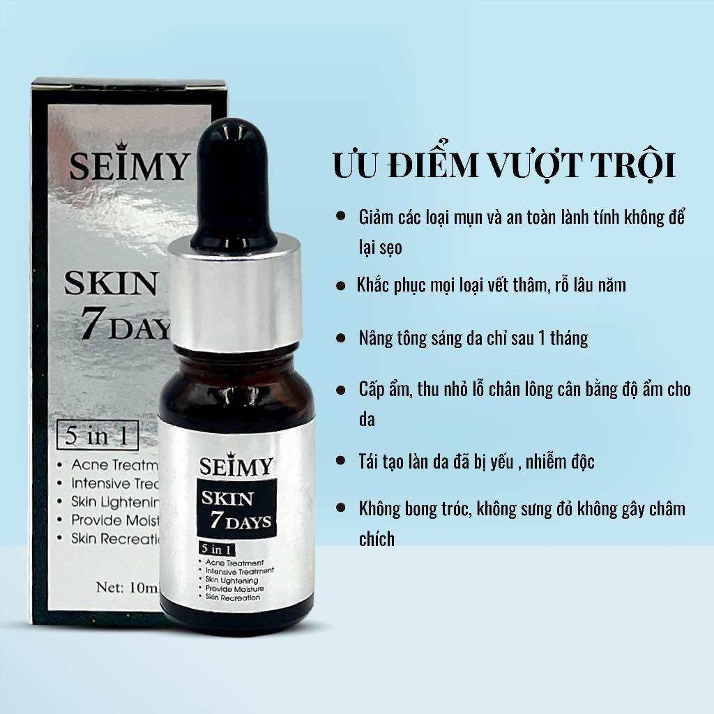 SEIMY SKIN 7 DAYS ( Lọ 10ml ) . Seimy Skin 7days 5in1 Giảm Mụn Thâm Rỗ Serum 10ml- XinhSpa