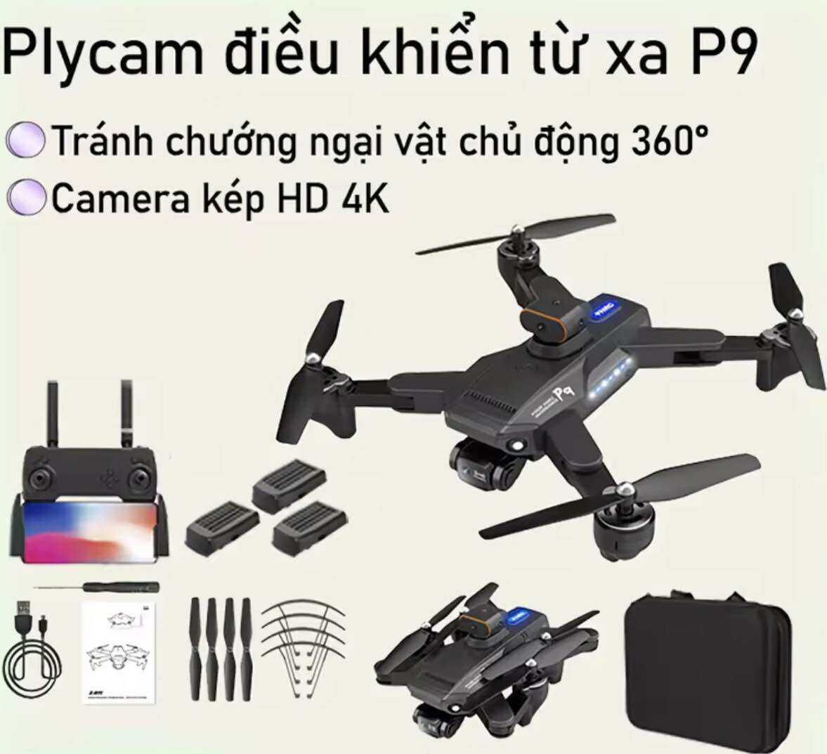 Drone camera 4k mini Máy Bay Flycam P9 Pro Max fIycam trang bị camera kép4k,Cảm Biến Tránh Vật Cản - Lai Cam Điều Khiển Từ Xa,Chất lượng hình ản