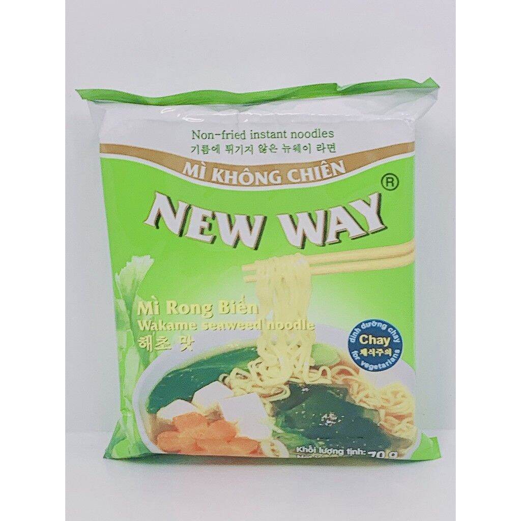 10 gói mì chay không chiên New Way vị rong biển. Non fried instant noodles wakame seaweed 10 bags