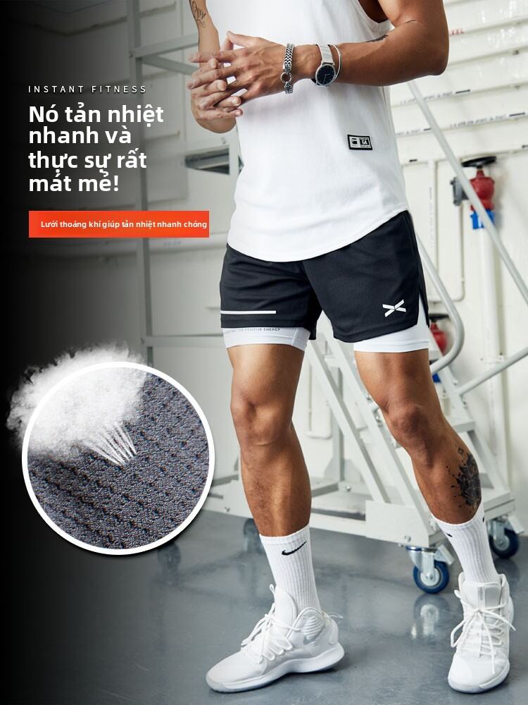 Quần Short Thể Thao Nam American Fit Running Quick Dry Basketball High Elastic Inner Lining Ba Điểm 