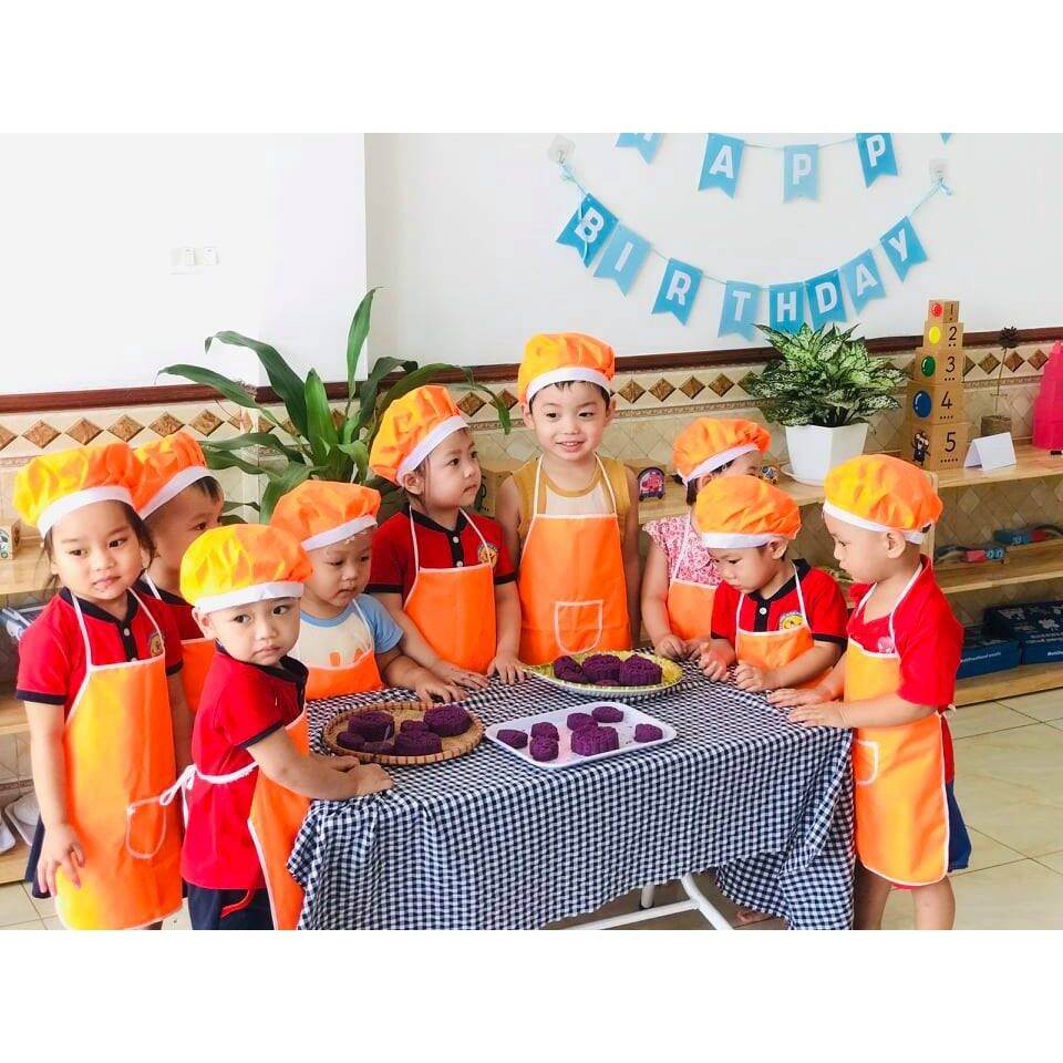 Bộ tạp dề kèm mũ cho bé