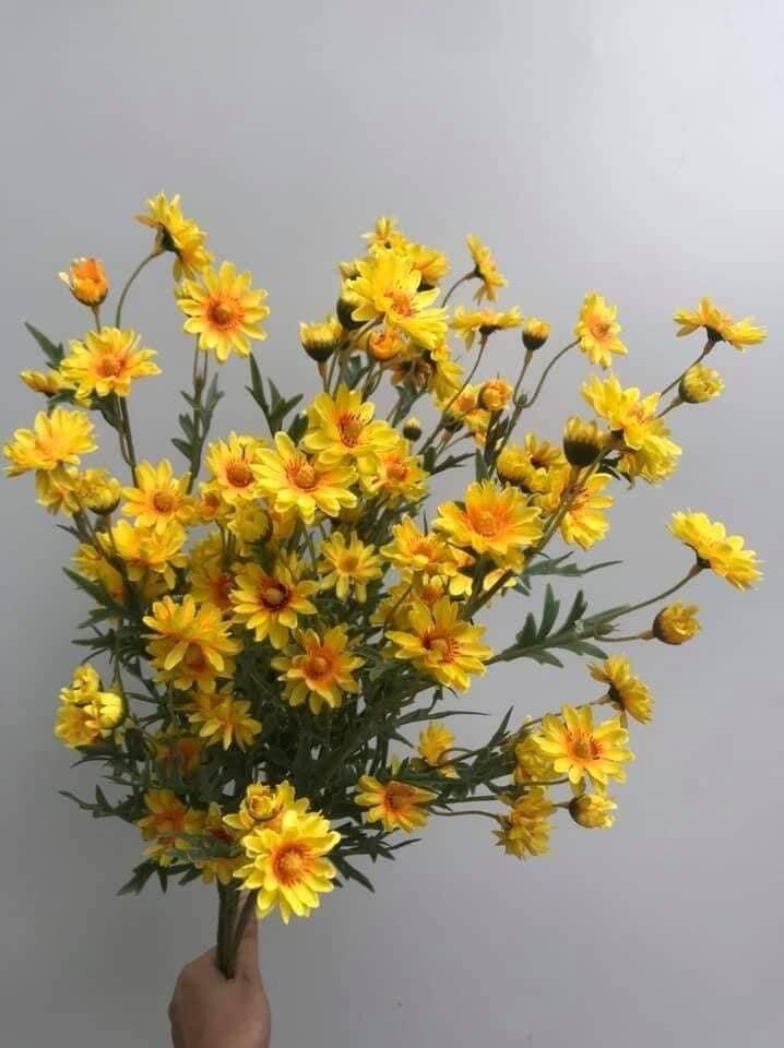 Hoa cúc hoạ mi cao cấp cành dài 72cm-17 hoa- hoa giả trang trí- hoa giả cao cấp