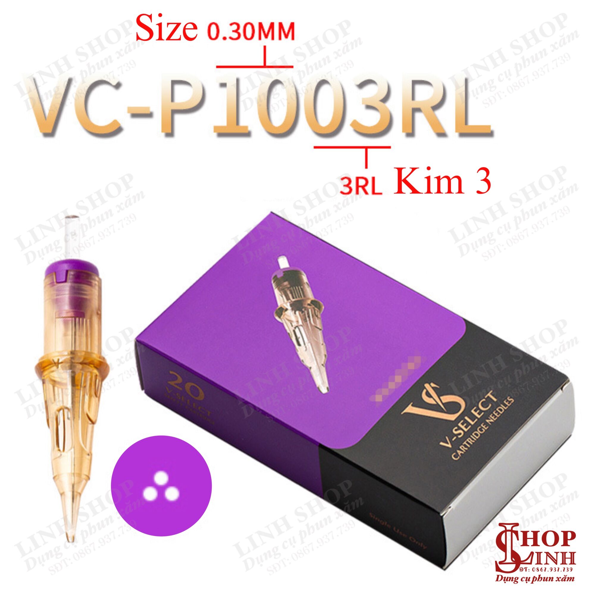 (Hộp 20cái) Kim Ez VS V Select Kim Đạn Máy Pen Cho Phun Xăm Thẩm Mỹ