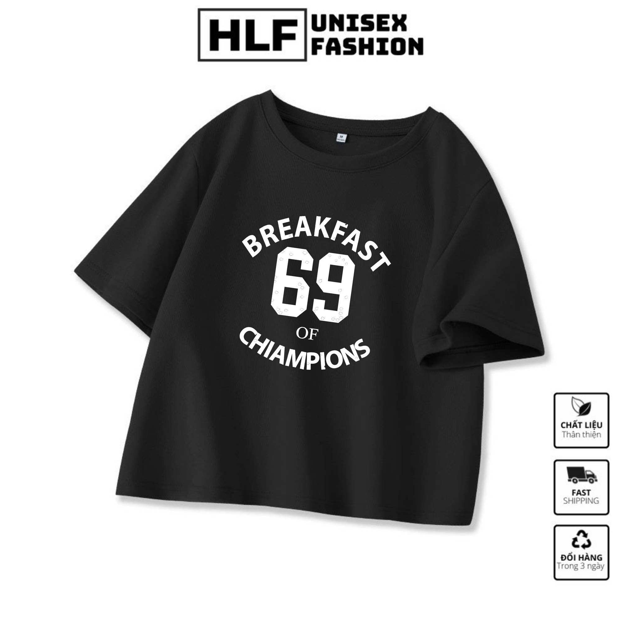 Áo croptop thun nữ Breakfast 69, áo thun kiểu nữ HLFashion
