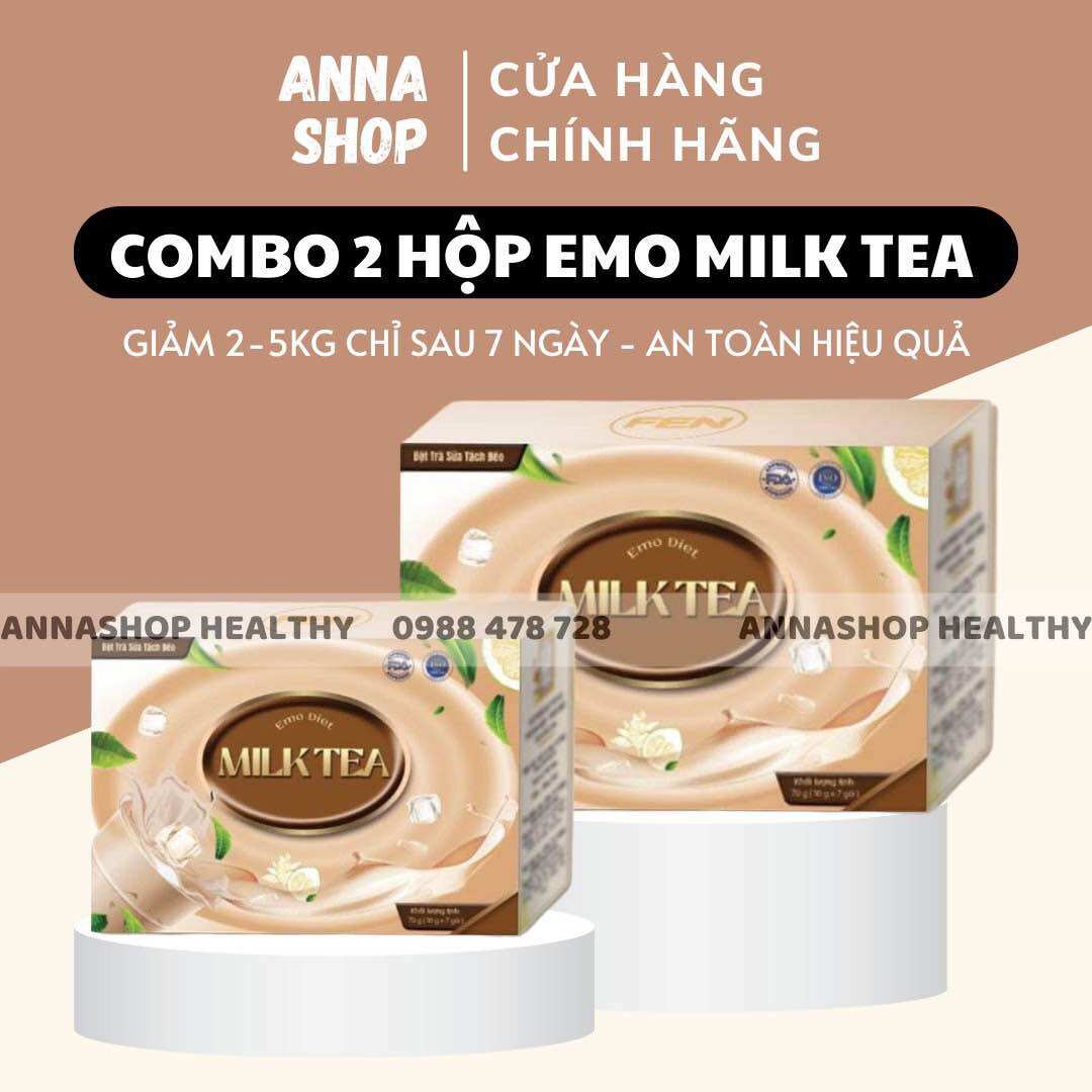 Combo 2 Hộp Emoslim Vị Trà Sữa Emo Milk Mới Ra/ freeship + kèm quà