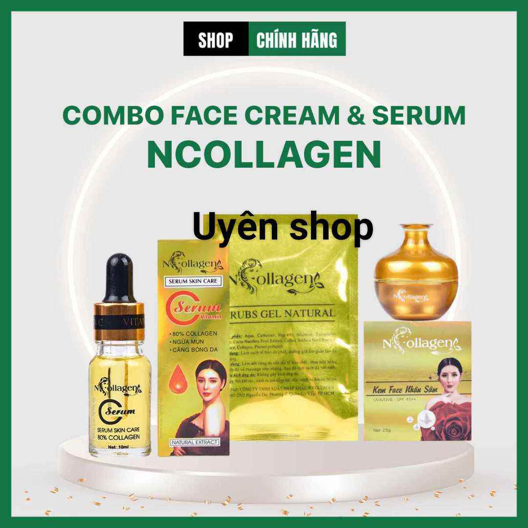 Combo kem sâm +serum c ncollagen tặng kèm gói tẩy tế bào chết