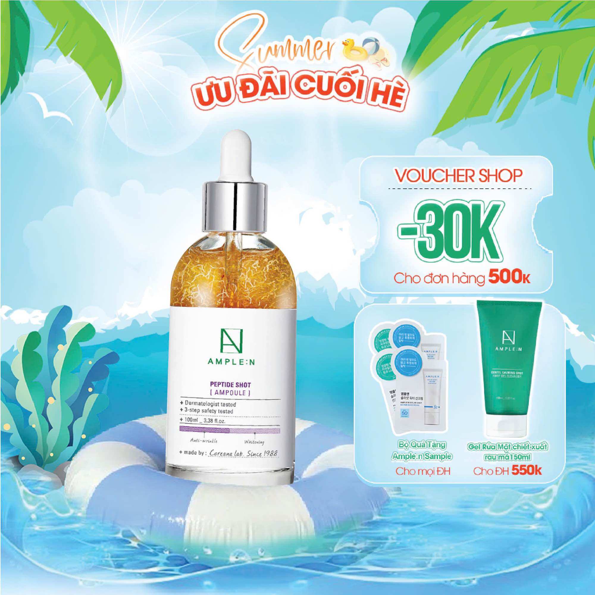 Tinh chất dưỡng trắng, chống lão hóa ample:n peptide shot ampoule