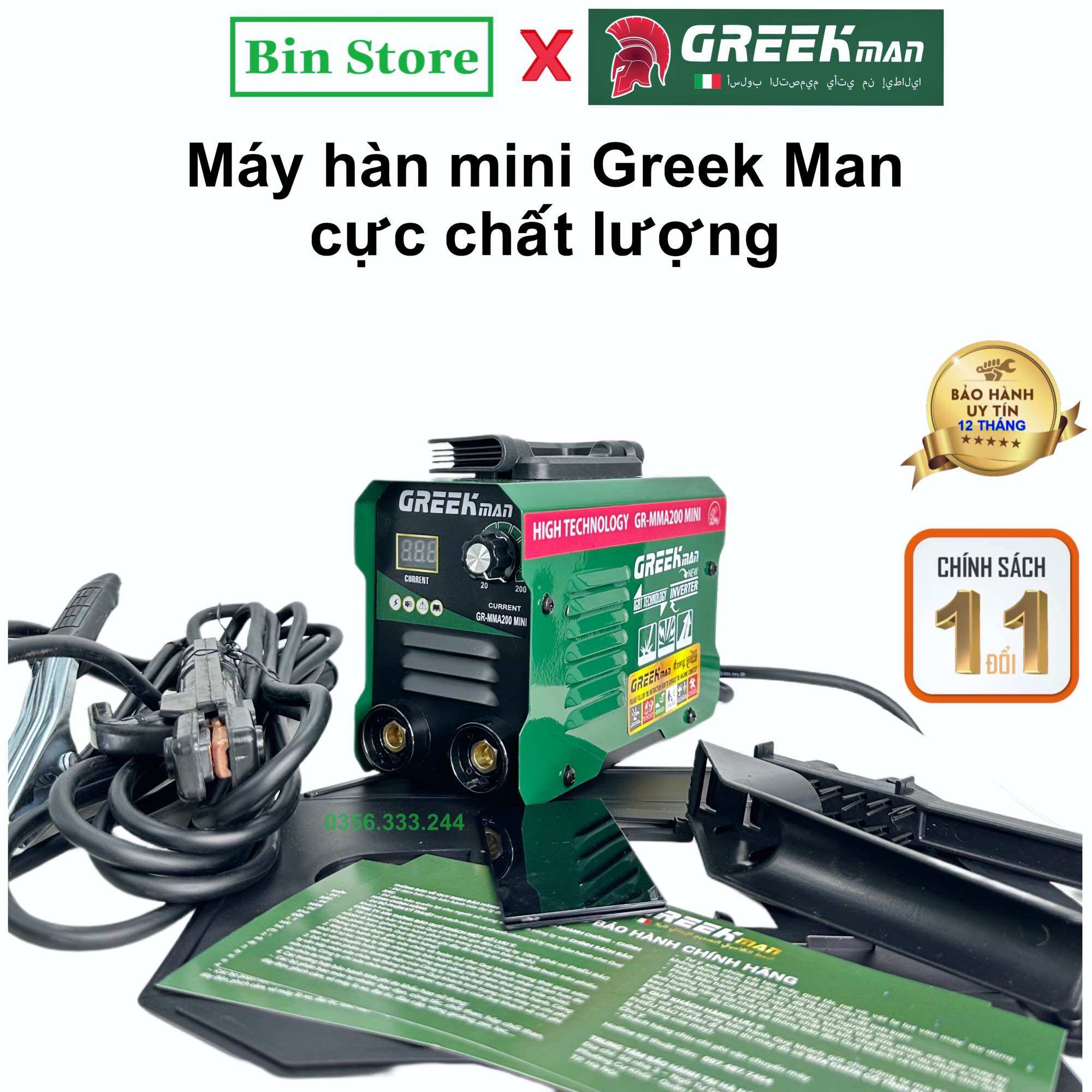 Máy hàn điện tử mini Greek Man - nhỏ gọn mà cực khoẻ - kích thước 20x10x15 - dây hàn dài 5m - Đầy đủ phụ kiện