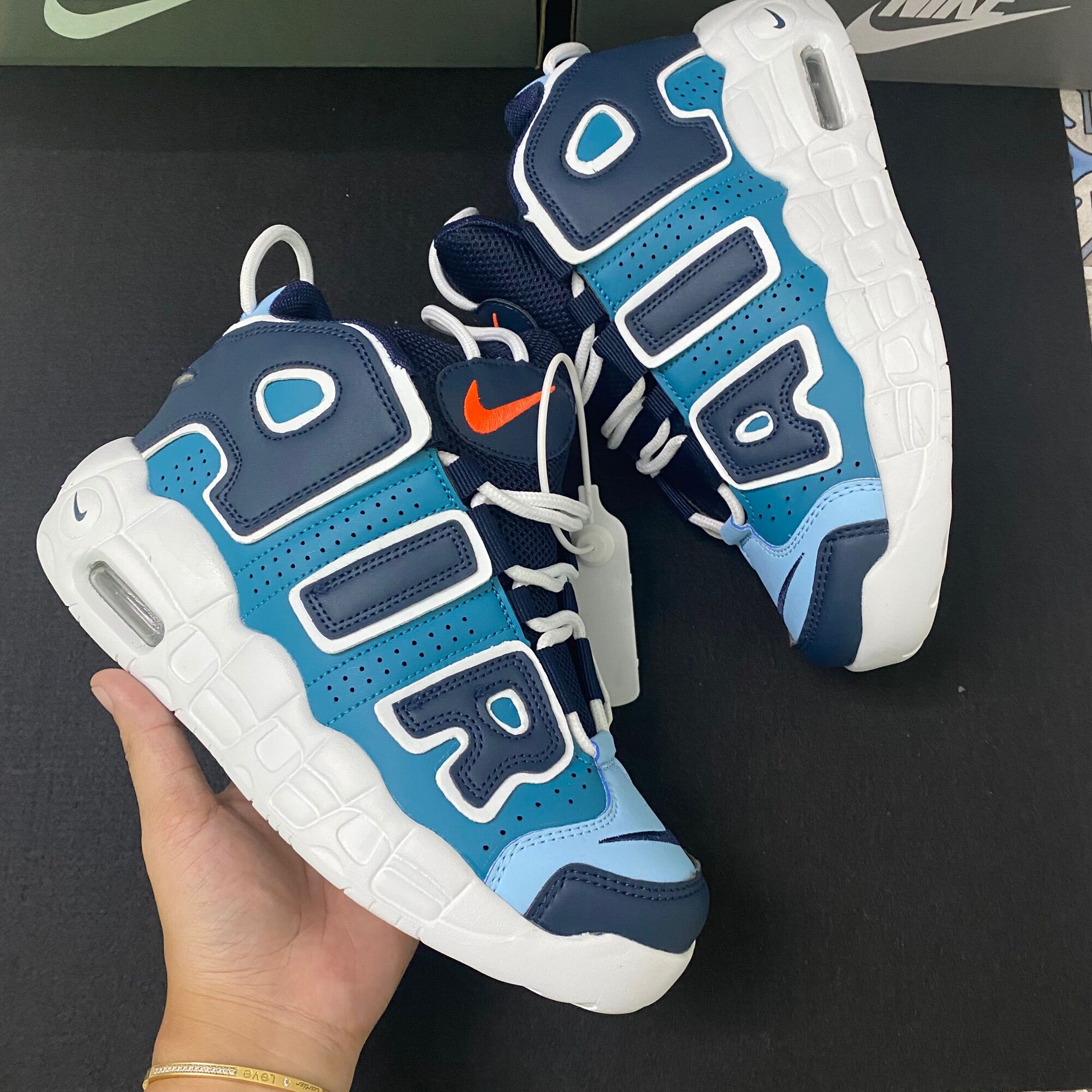 Giày Uptempo air xanh dương cao cổ siêu đẹp fullbox