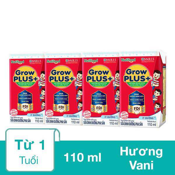 Lốc sữa pha sẵn Growplus đỏ nuti 110ml