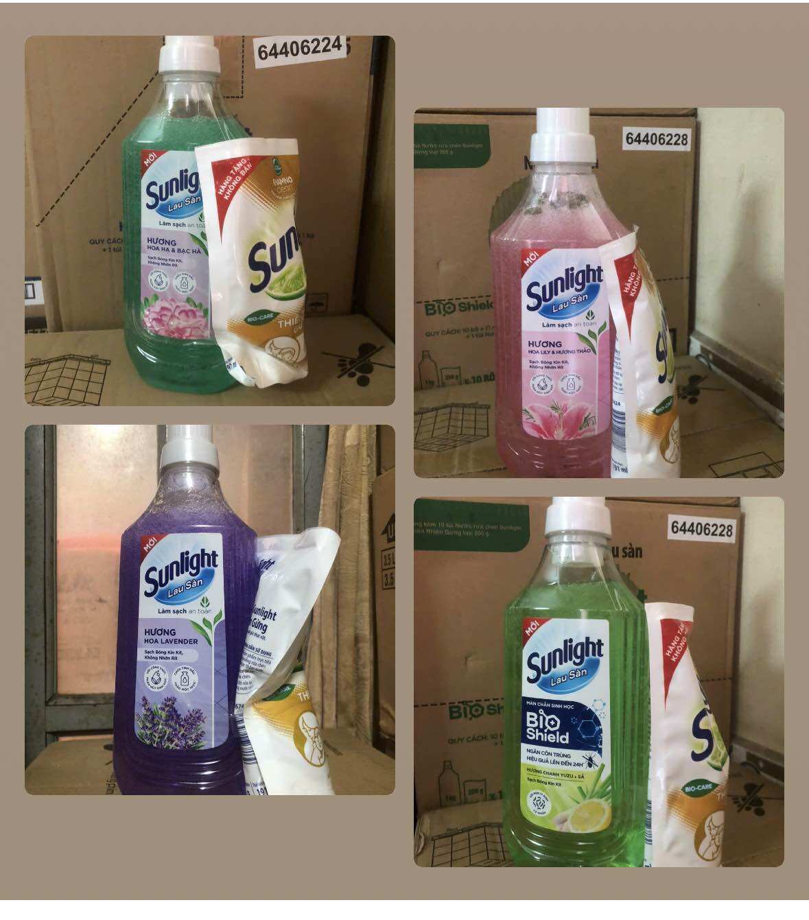 Nước lau sàn sunlight đủ màu chai 1kg