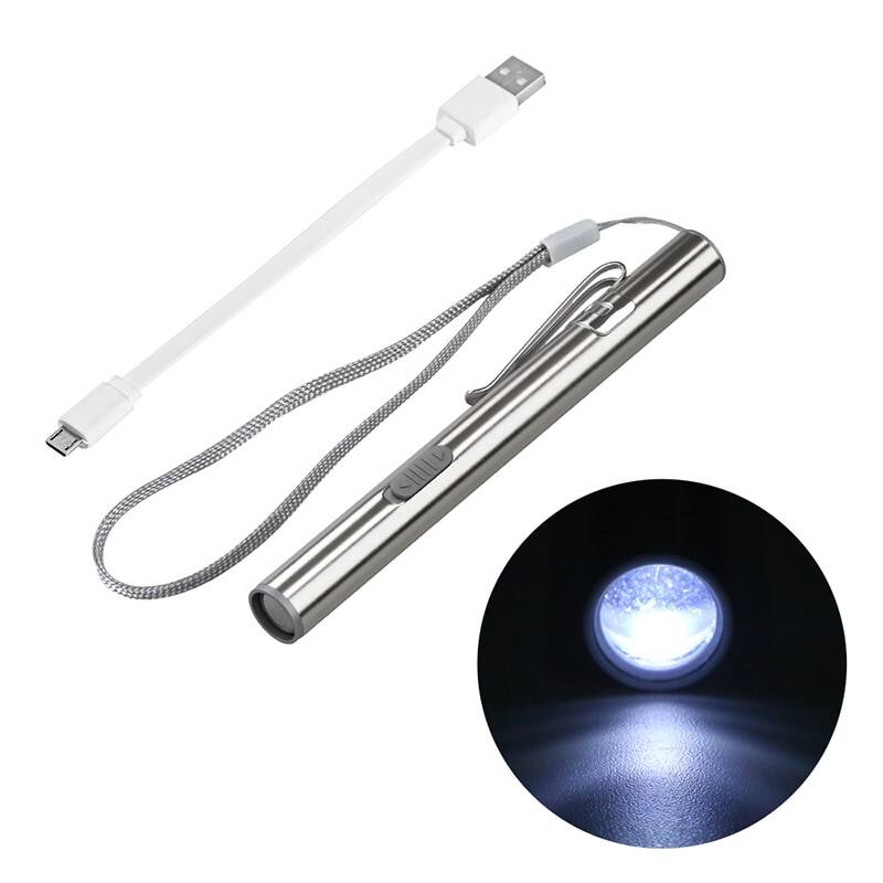 Mini xách tay y tế tiện dụng led bút ánh sáng đèn pin usb có thể sạc lại nha sĩ y tá torch với thép không gỉ clip