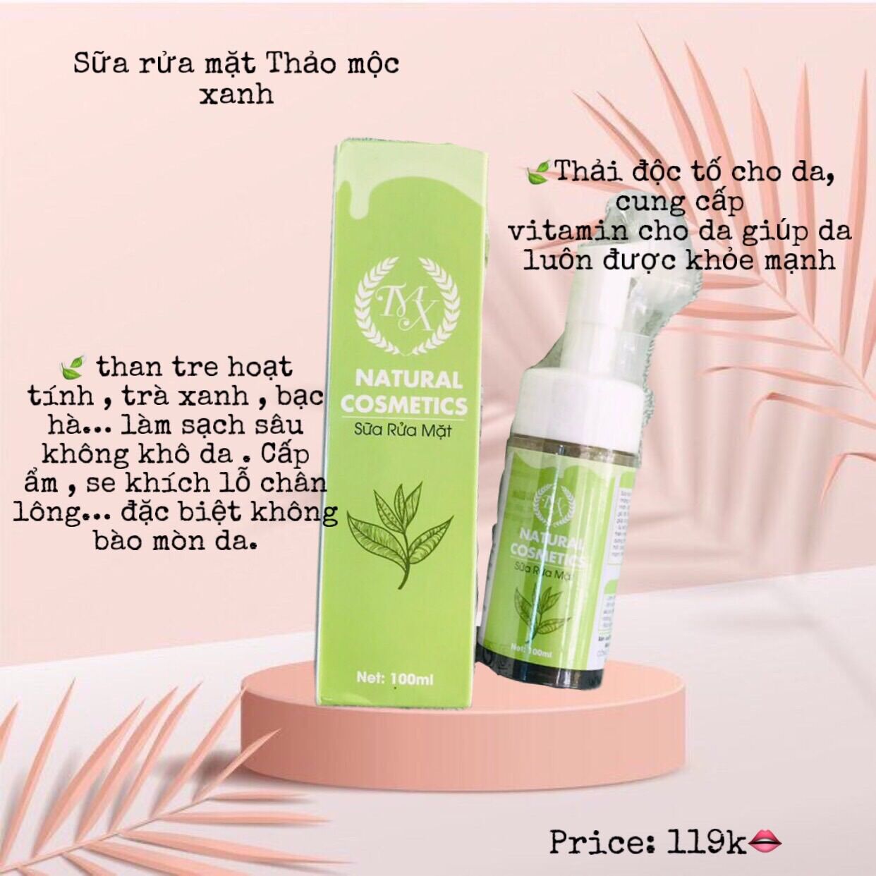 Sữa Rửa Mặt Tạo Bọt Thảo Mộc Xanh 100ml