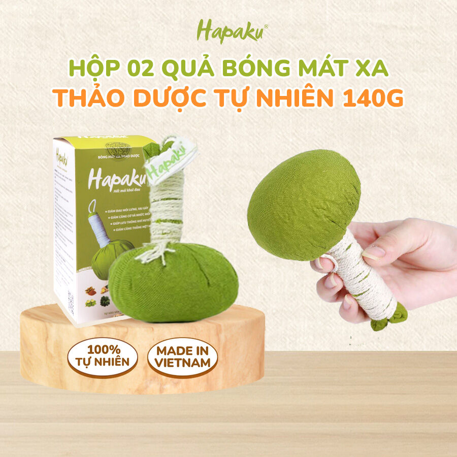 Bóng Mátxa Thảo Dược Massage Thư Giãn Toàn Thân Giảm Đau Nhức Hương Thơm Thảo Dược Dễ Chịu Hapaku (Hộp 2 quả 140g/quả)