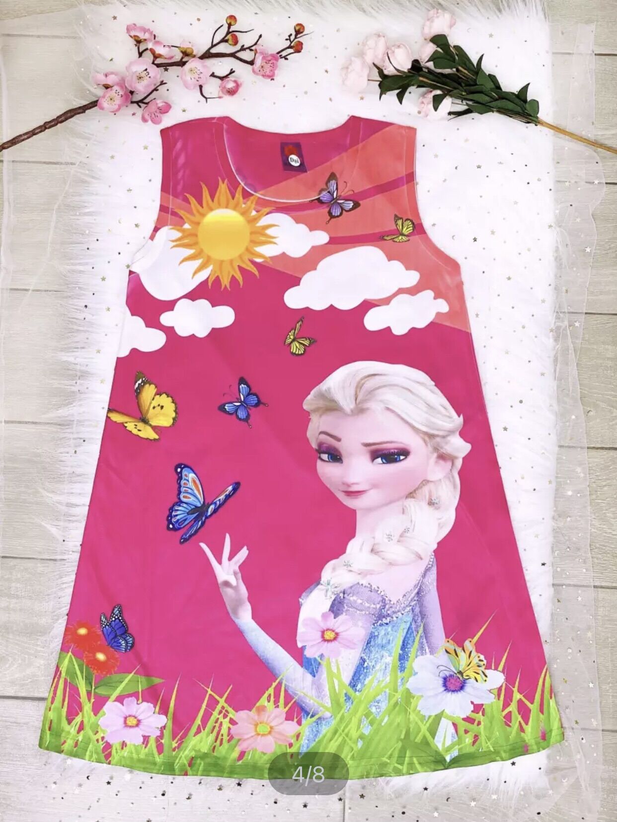 (HCM) ĐẦM THUN 3D ELSA CHO BÉ GÁI 18-30KG(ib shop để báo size)