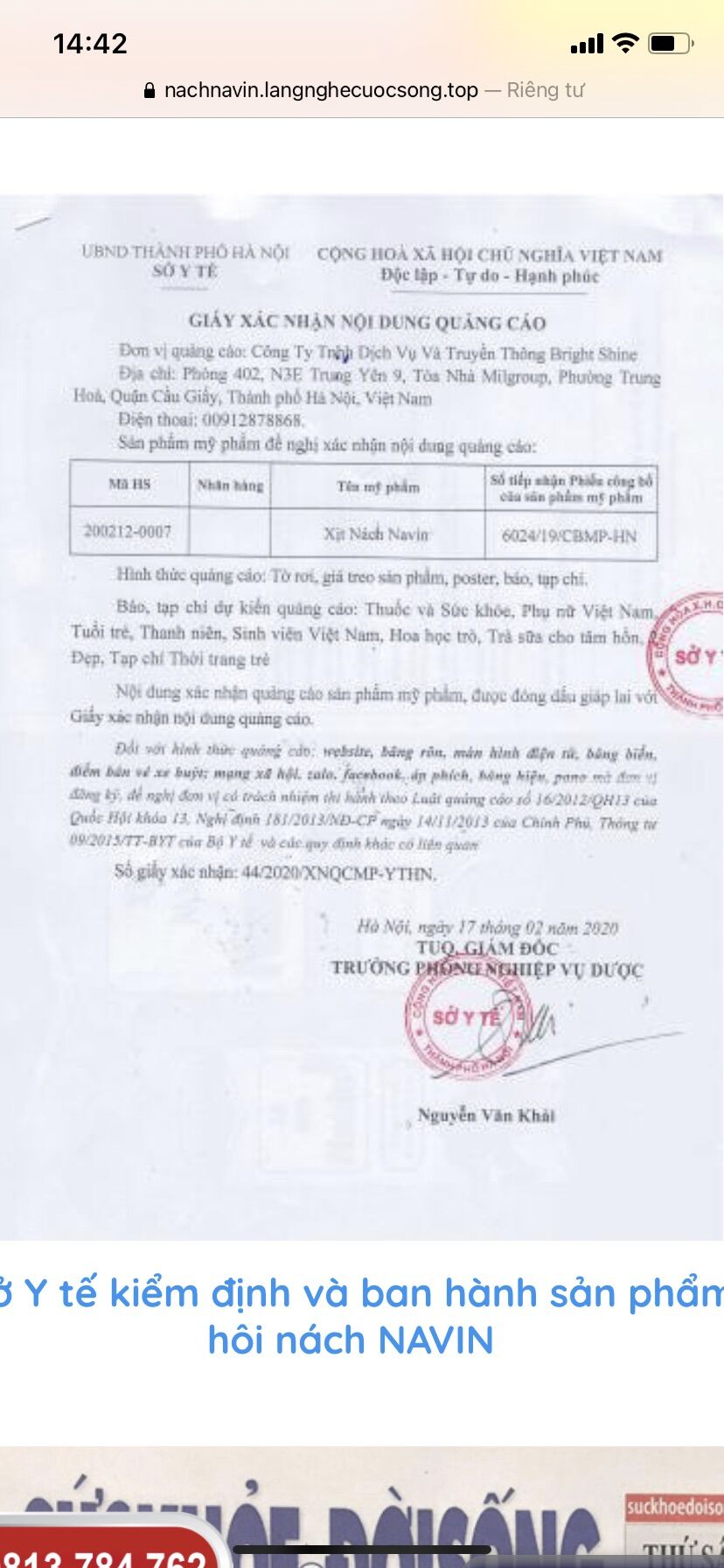 XỊT NÁCH NAVIN - Chính Hãng