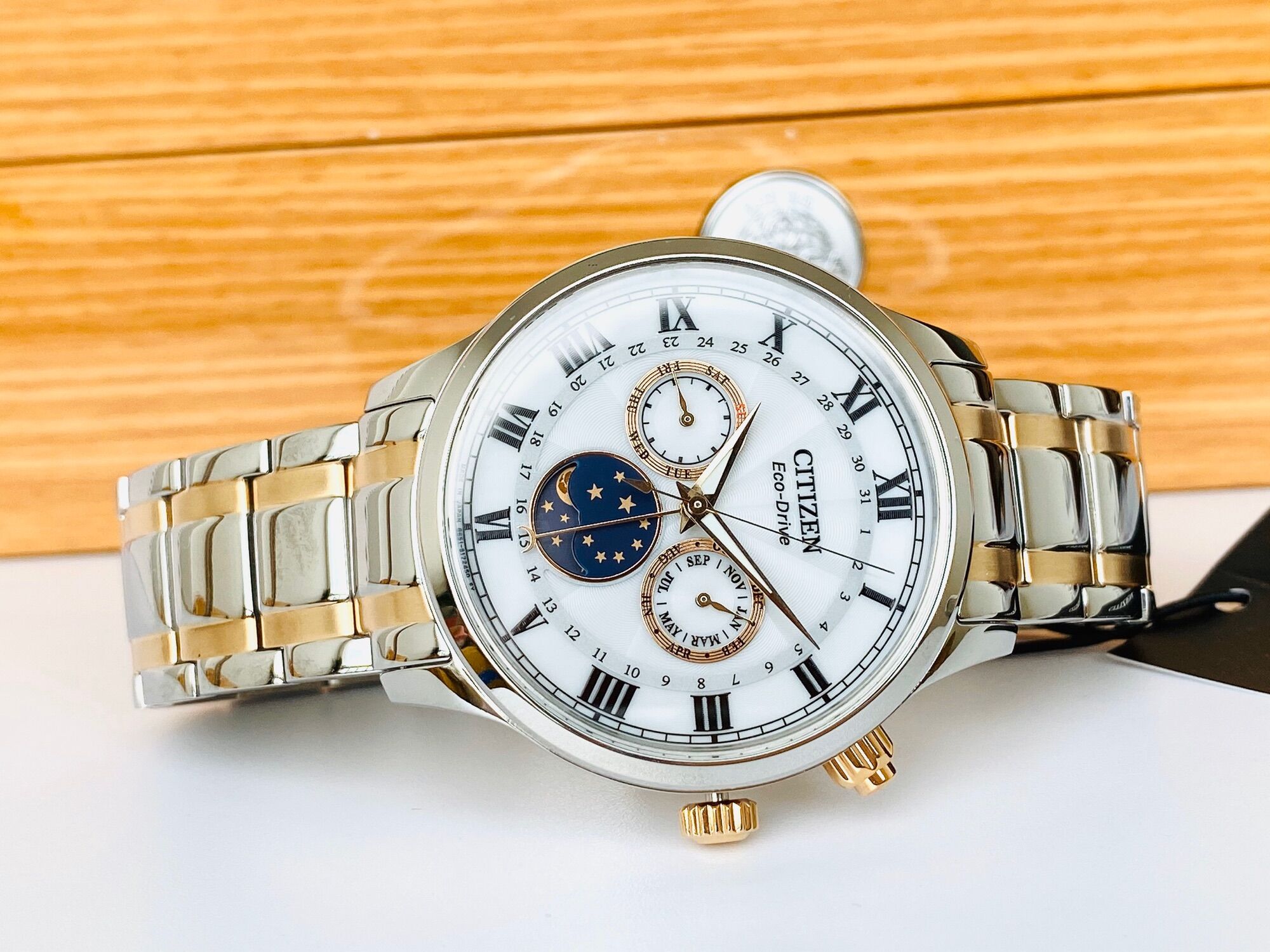[Tặng Gói Bảo Hàng Vàng] ĐỒNG HỒ NAM CHÍNH HÃNG Citizen AP1054-80A Eco-Drive MULTI FUNCTION MoonPhase