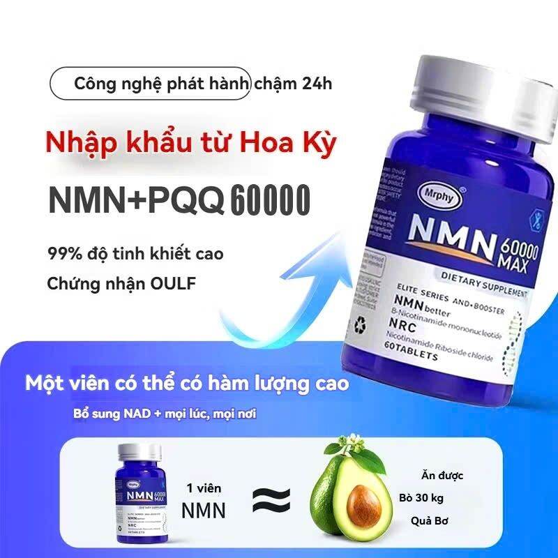 Viên uống NMN 60000 Chống lão hóa,Trắng Da,hỗ trợ kéo dài tuổi thọ - Nhập khẩu Mỹ