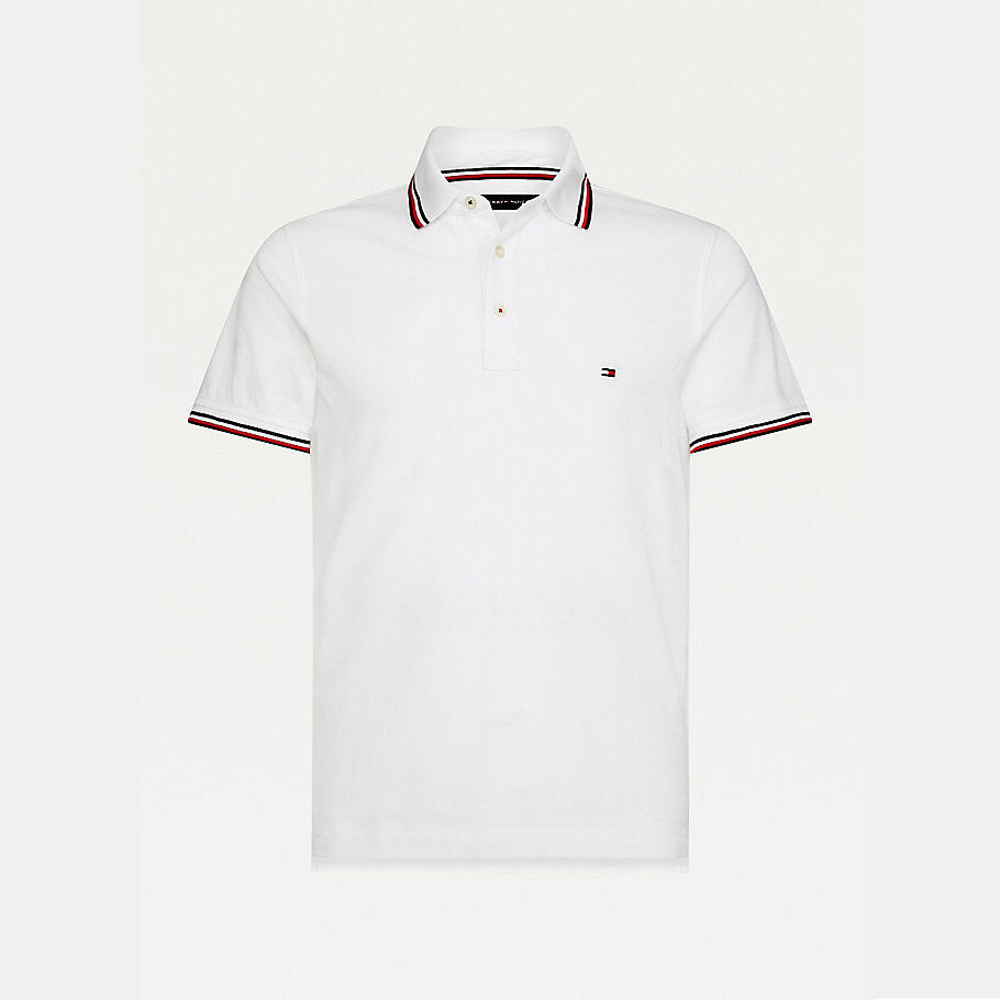 TOMMY HILFIGER  - Áo Polo Nam Tay Ngắn Core Tommy Tipped Slim Polo MW0MW13080YBR