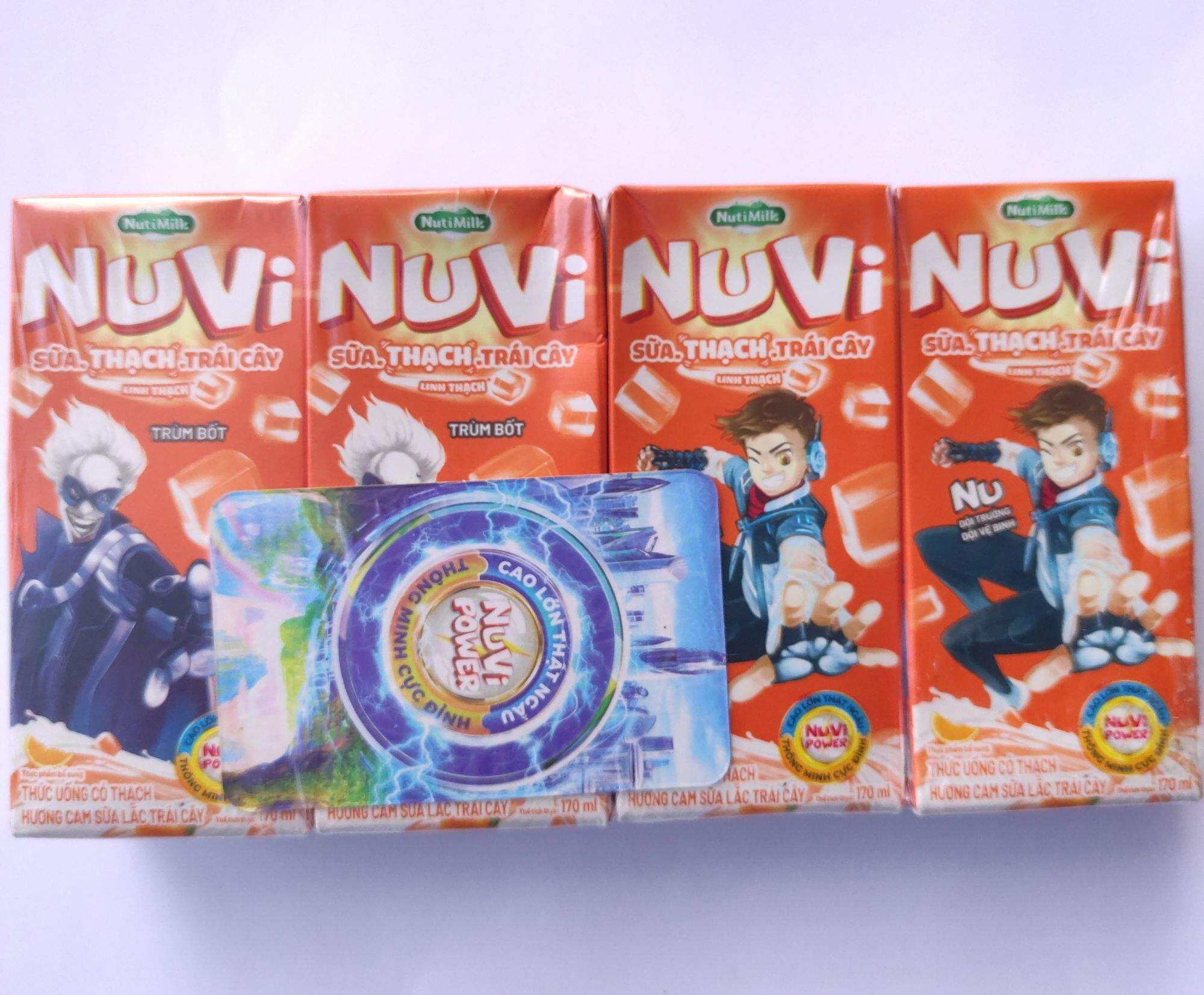 Thùng 12 lốc Sữa Nuvi sữa thạch trái cây hương cam lốc 4 hộp x 180ml