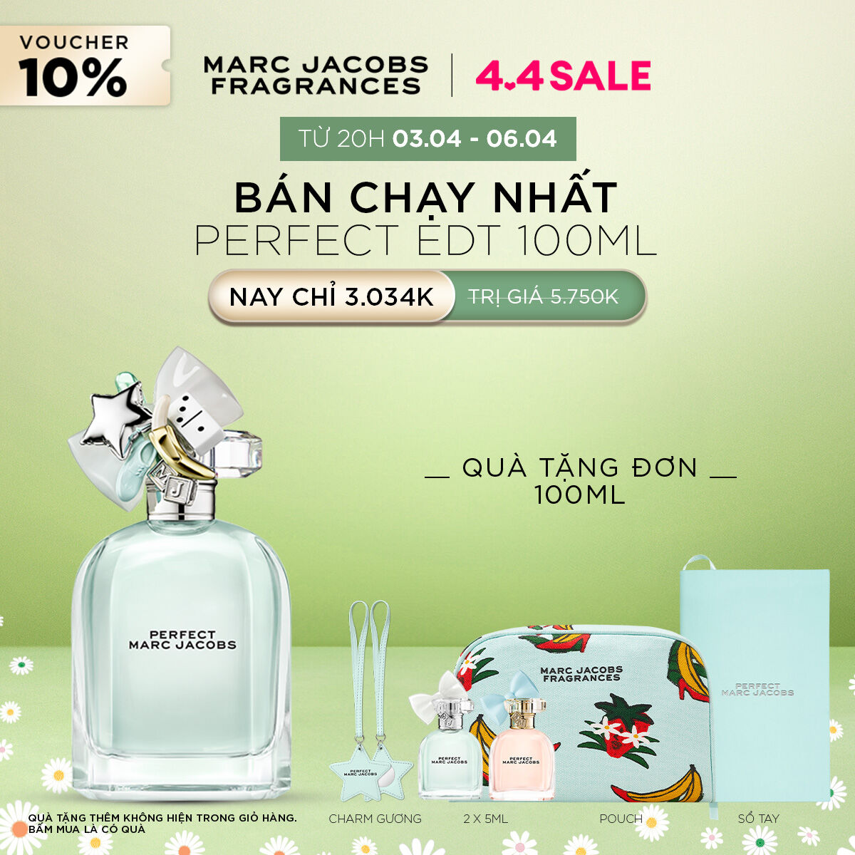 [CLEARANCE SALE] Nước hoa Nữ Marc Jacobs PERFECT EDT 100ml (KHÔNG ÁP DỤNG ĐỔI TRẢ)