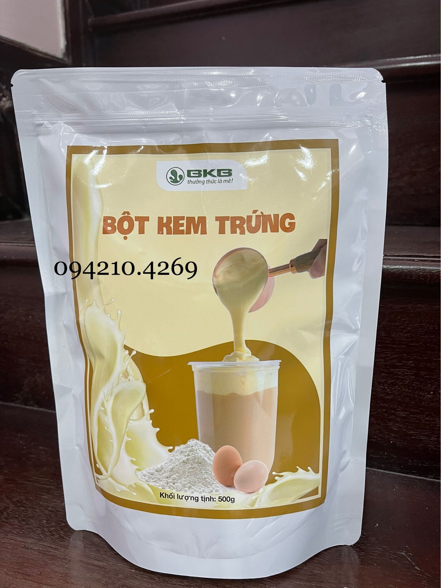 Bột Kem Trứng BKB gói 500g - LÀM KEM TRỨNG PHỦ MẶT TRÀ SỮA