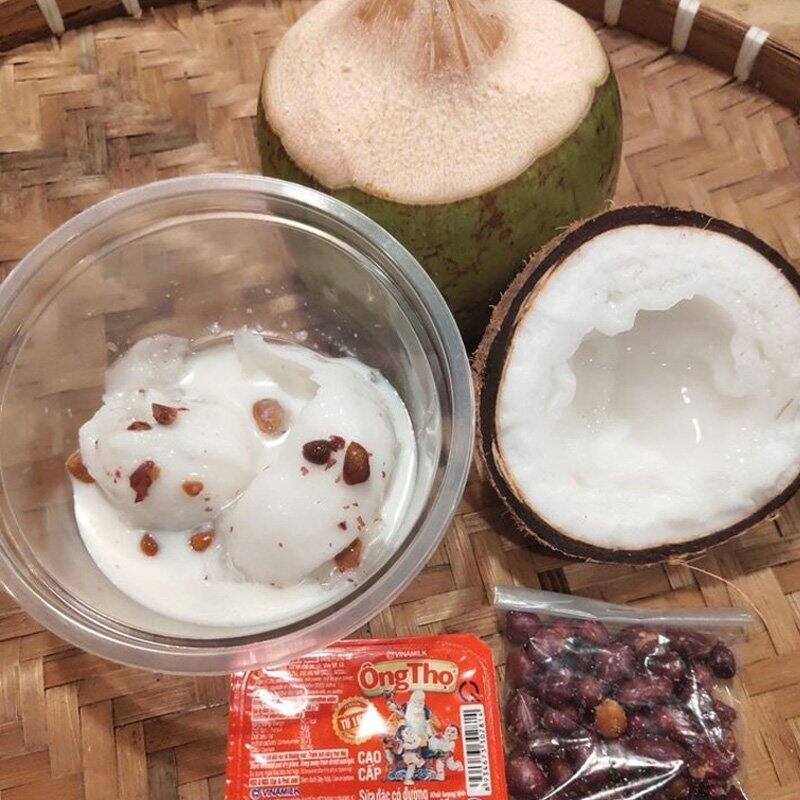 Dừa sáp Trà Vinh 3 trái (tặng kèm sữa đặc, đậu phộng)